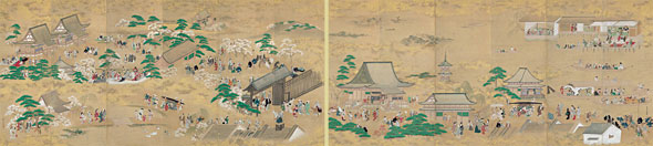 『江戸風俗図屏風』 菱川師宣筆 高精細複製品 京都文化協会