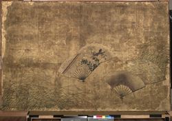 秋草扇面散図