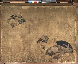 秋草扇面散図