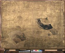 秋草扇面散図